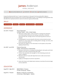 payroll specialist resume example cv