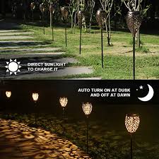 Ulmisfee Garden Solar Lights Pathway Outdoor Solar Stakes Lights Waterproof Decorative Metal Lights For Yard Lawn Farmhouse Goals