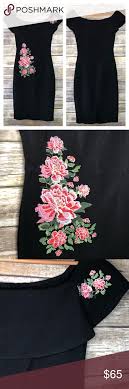 Desigual Black Bodycon Marina Embroidered Roses Womens Eu