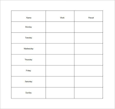 Weekly Chore Chart For Adults Free Word Template How To