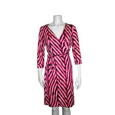 Diane Von Furstenberg Dress Dresses Silk Pink White Navy