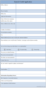 Generic Credit Application Form Sample Forms