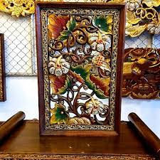 Carved Wood Flower Thai Panel Ceiling