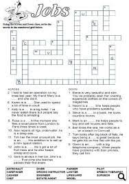 Vocabulary reviewed includes occupations such as actor, athlete, doctor, pilot, musician, and farmer. Jobs Crossword Puzzle