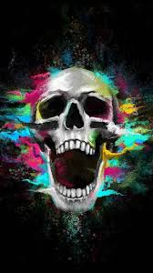 colorful skull art make a