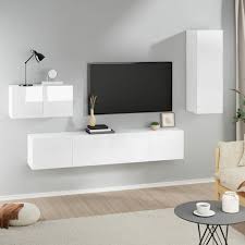 4 Piece Tv Cabinet Set High Gloss White