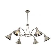 Provence Industrial Style Polished Nickel 6 Light Chandelier