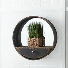 Rustic Metal Wall Mirror With Shelf And