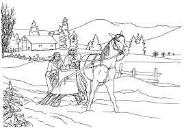 This classic christmas scene coloring page shows a couple riding in a one horse open sleigh. Horse And Sleigh Coloring Page Free Printable Coloring Pages For Kids
