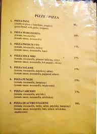 menu at nonna gina pizzeria Český krumlov