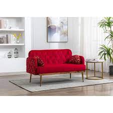 Red Sofa For Accent Loveseat Tufted