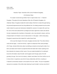 essay narrative of the life of frederick douglass an american essay narrative of the life of frederick douglass an american slave reaction paper engl 3260 intro to african american literature studocu