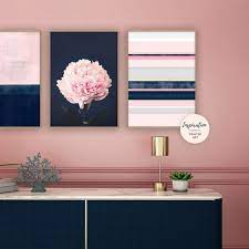 Pink And Navy Gallery Wall Set Set Of 3
