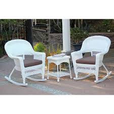 White Rocker Wicker Chair Set With