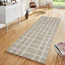 wool khakhi indoor stripe runner rug