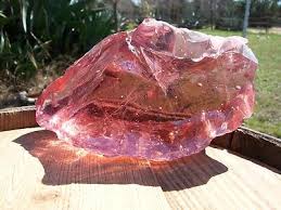 Slag Glass Rock Chunk Clear Hot Pink