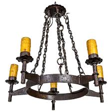 Rustic Wrought Iron Medieval Revival 5 Light Chandelier For Sale At 1stdibs