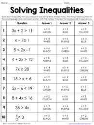 If one scored 84, 87, 95, 91 in first four subjects, what is the minimum mark one scored in the fifth subject to get a grade in. Solving Inequalities Coloring Worksheet Editable By Lindsay Perro
