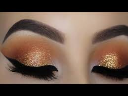 warm orange glitter eye makeup tutorial