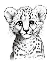 cute cheetah coloring page with clean
