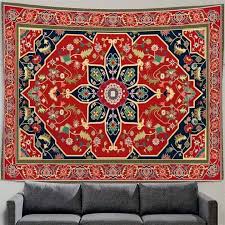 Red Moroccan Ethnic Style Tapestry Wall