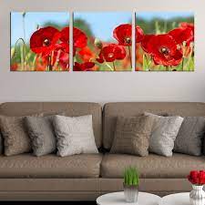 Wall Art Decoration Red Poppies
