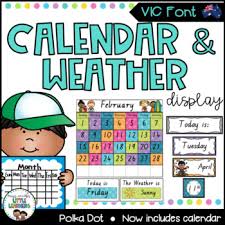 Calendar And Weather Chart Vic Font Polka Dot