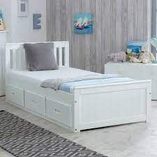 mission white wooden storage bed