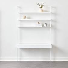 White Wall Mount Desk With Shelves
