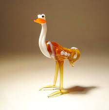 Bird Glass Ostrich Figurine