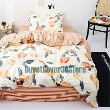 Peach Bedding Set Cute Duvet Cover With