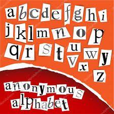anonymous alphabet white clippings