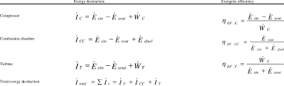 Exergy Efficiency Equations For Plant