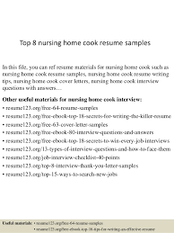 Top 8 Nursing Home Cook Resume Samples
