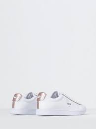 Lacoste Womens Carnaby Evo 217 Sneakers In White Rose Gold