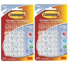 3m Command Christmas Xmas Fairy Light Hooks Clear Twin Pack Self Adhesive Hooks Strips