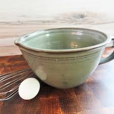 handled mixing bowl slate glaze with