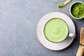 drinking matcha tea in the morning on