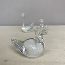 Set Of 3 Swedish Glass Bird Figurines