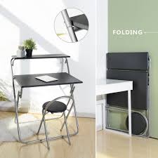 Two large bins on the sides to store books. Aingoo Folding Computer Desk And Chair Set For Teens Student Home Office Mobile Workstation Laptop Desk Cart Fitting Small Space With 2 Shelves Black Walmart Com Walmart Com