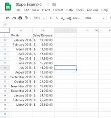 how to find slope in google sheets