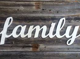 family large wooden letters script word