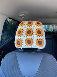 Sunflower Head Rest Cover Crochet