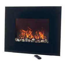 Northwest Glass Panel Electric Fireplace Heater Black