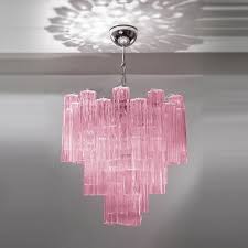 Glass Tube Star Chandelier Pink Glass