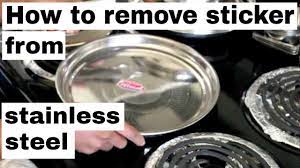 how to remove sticker labels from stainless steel utensils - YouTube