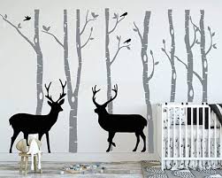 Birch Tree Deer Wall Stickers