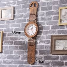 Rustic Wall Clock Wooden Glass Hanging