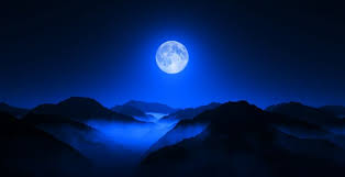 wallpaper moon night mountain range