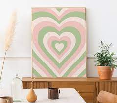 Buy Pink Green Hearts Wall Decor Art
